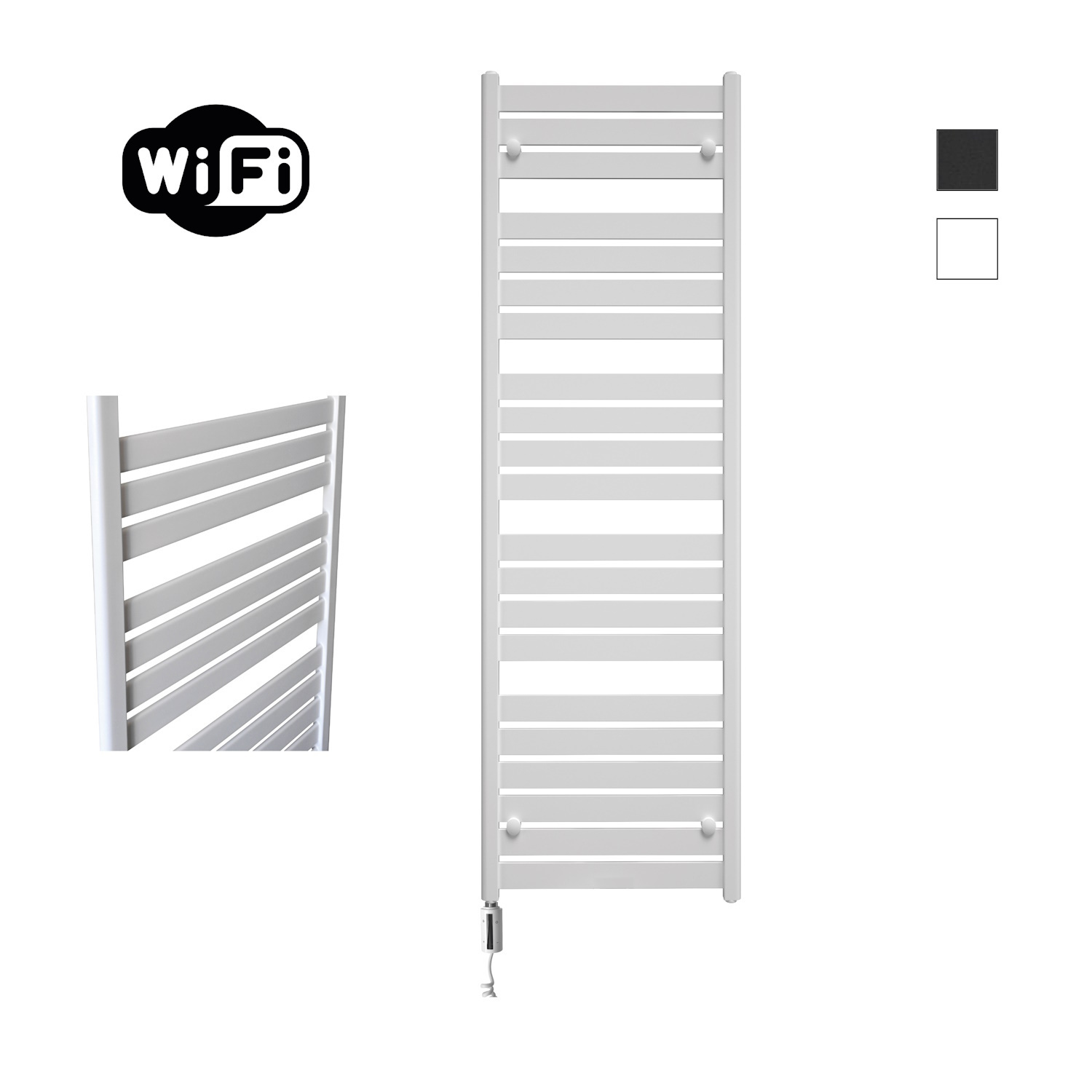 Elektrische Radiator Sanicare HWV - Moda Met Wifi 160x60 cm Mat Wit 1159W Met Thermostaat Wit Linksonder Sanicare