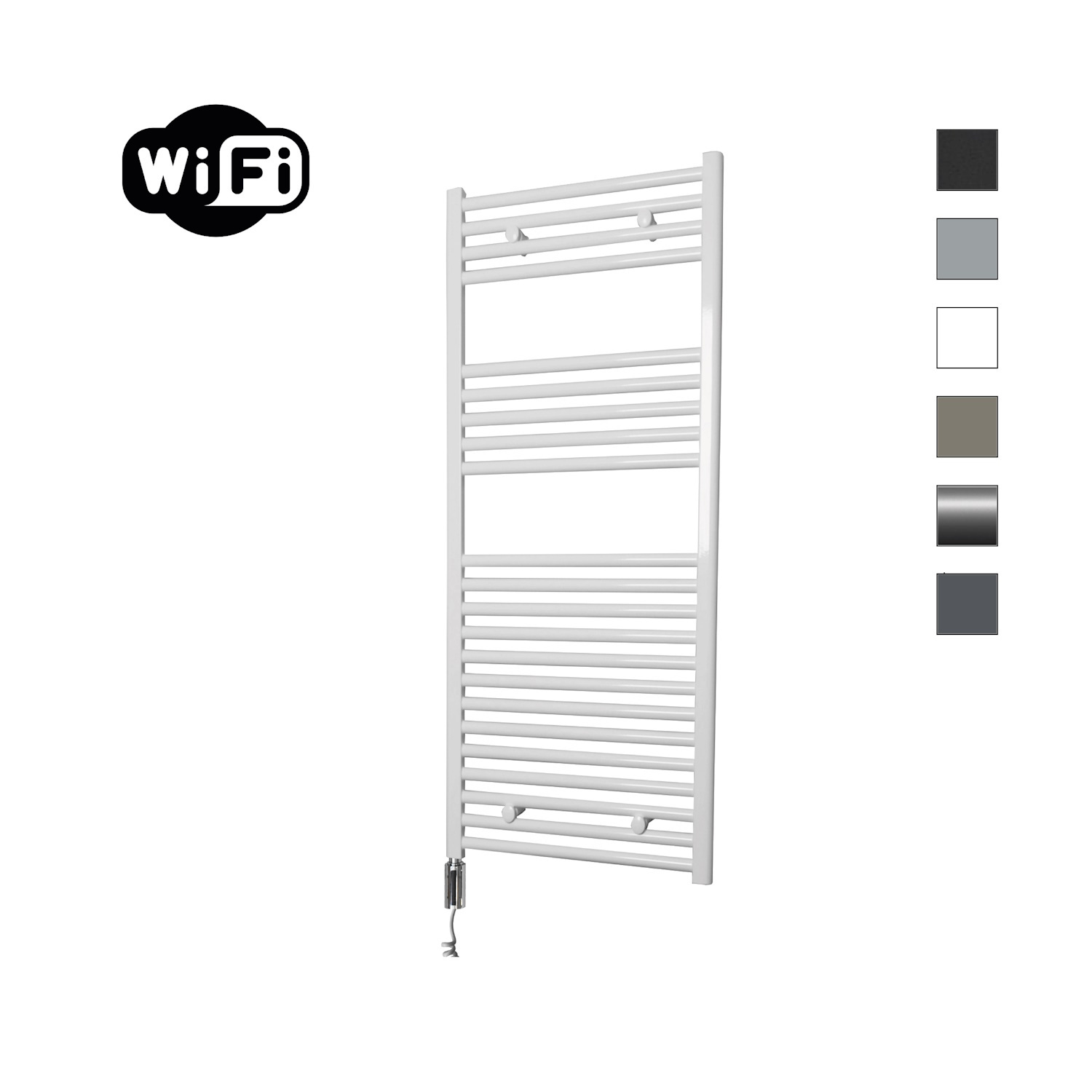 Elektrische Radiator Sanicare HWV Met Wifi 111,8x60 cm Wit 730W Met Thermostaat Chroom Linksonder Sanicare