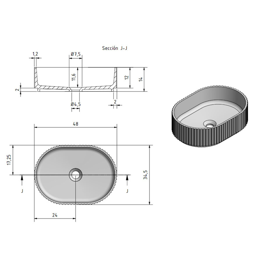 Waskom Zenon Olympia 48x34,5 cm Moka