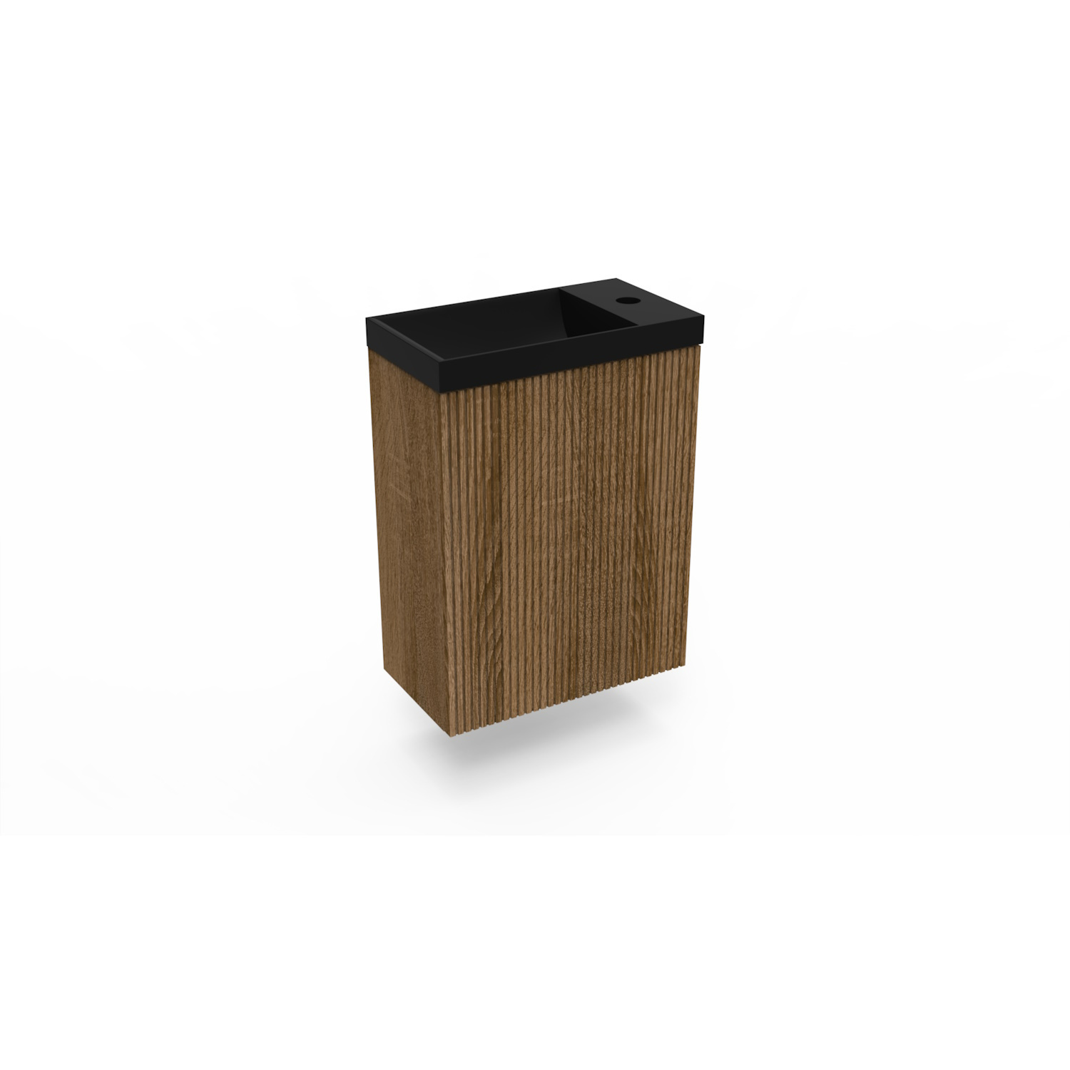 Fonteinkast Cafe Oak Arcqua Ridge 40x55x28 cm Incl. Fontein Mat Zwart Zonder Overloop Arcqua