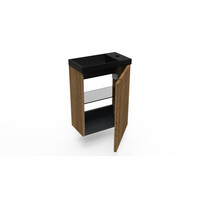 Fonteinkast Cafe Oak Arcqua Ridge 40x55x28 cm Incl. Fontein Mat Zwart Zonder Overloop