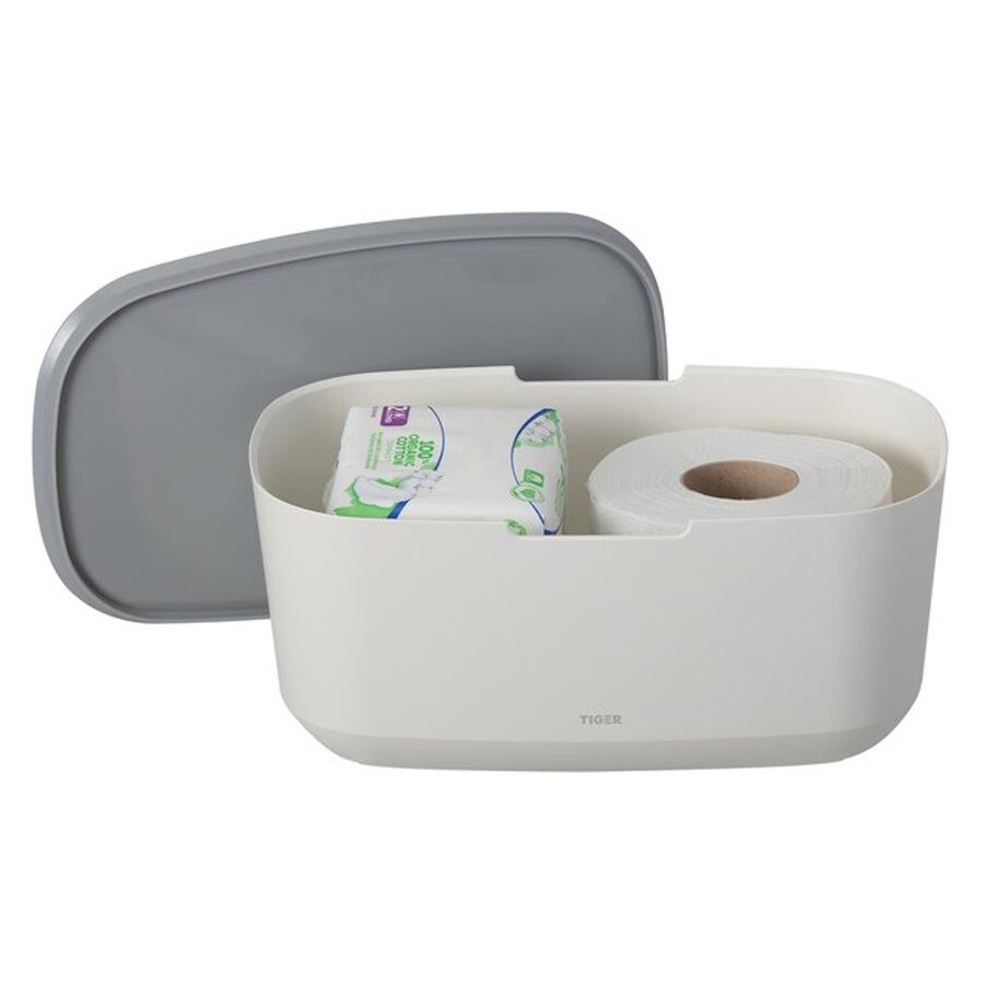 Opbergbox Met Deksel Tiger Tess Vrijstaand Wit - Lichtgrijs