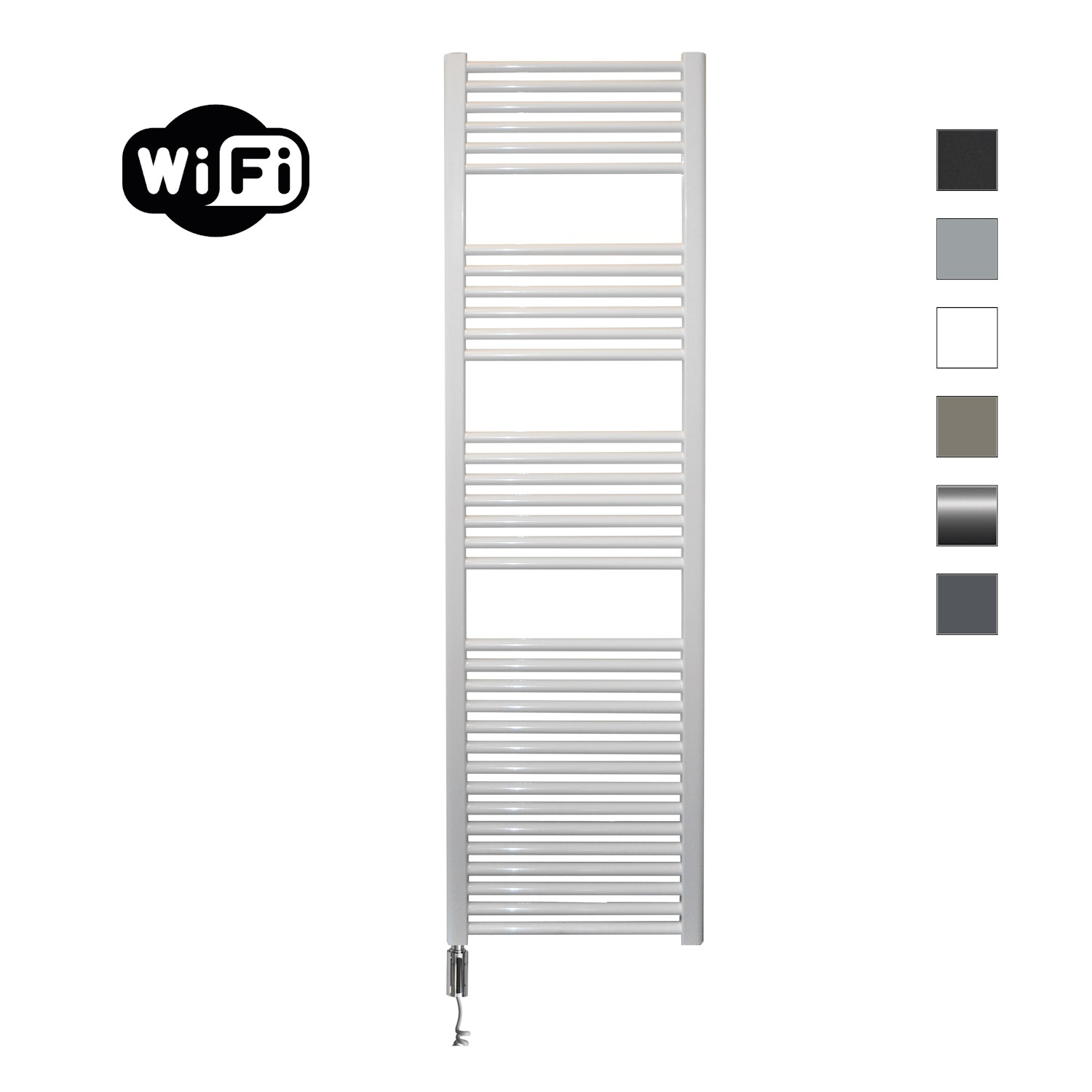 Elektrische Radiator Sanicare HWV Met Wifi 172x45 cm Wit 920W Met Thermostaat Chroom Linksonder Sanicare