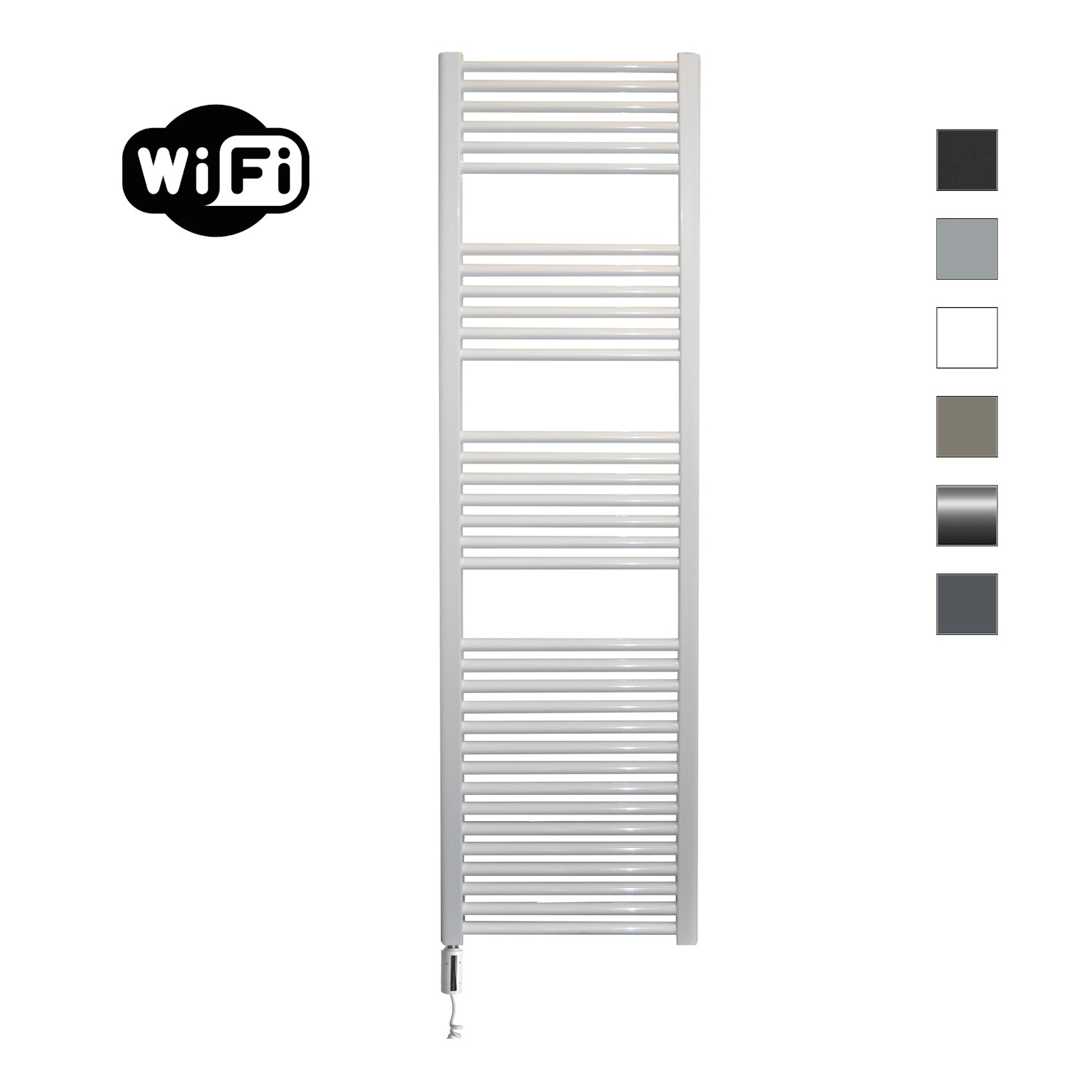 Elektrische Radiator Sanicare HWV Met Wifi 172x45 cm Wit 920W Met Thermostaat Wit Linksonder Sanicare