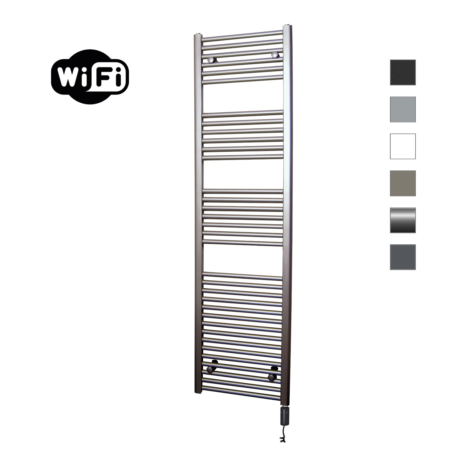 Elektrische Radiator Sanicare HWV Met Wifi 172x45 cm Inox Look 920W Met Thermostaat Zwart Rechtsonder Sanicare