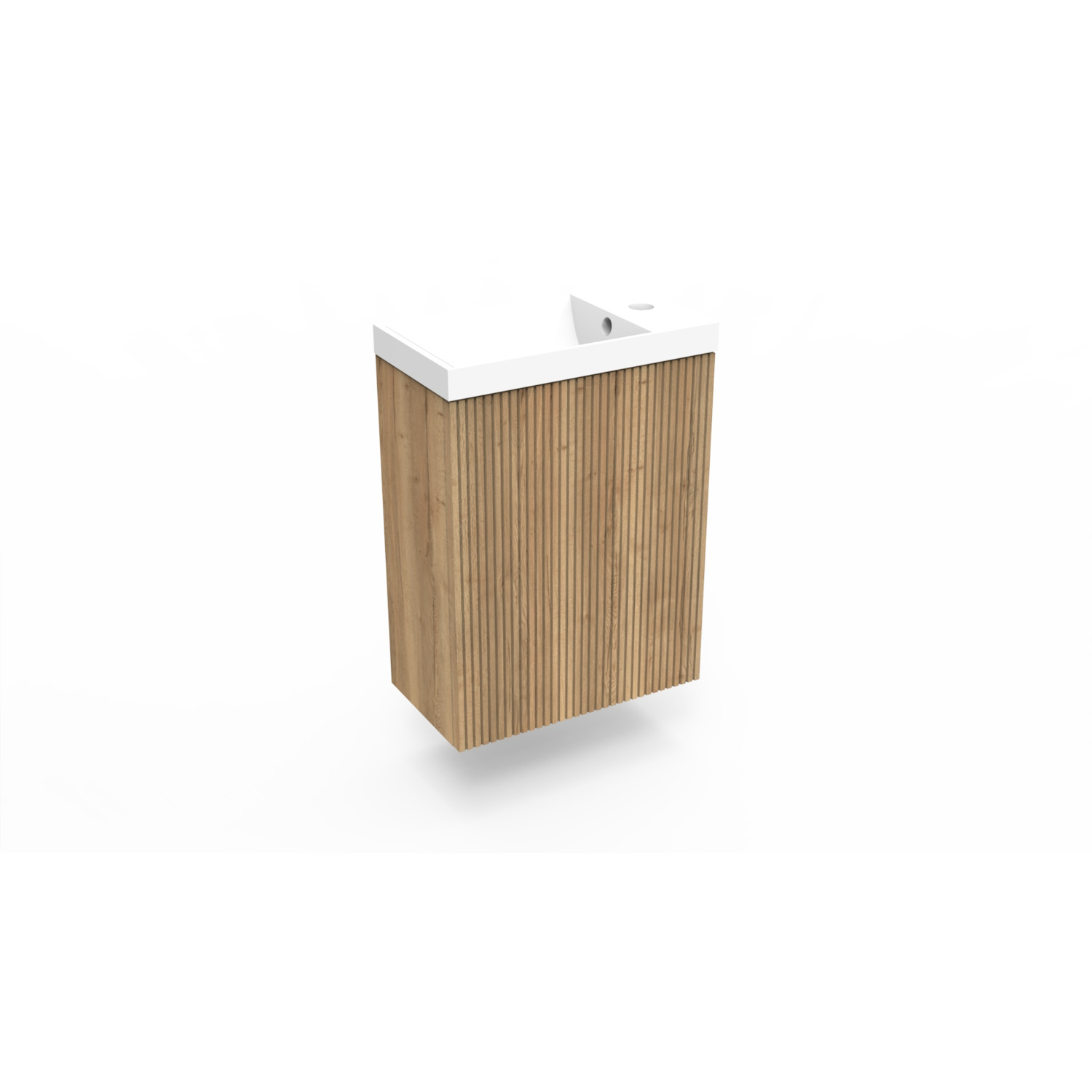 Fonteinkast Halifax Oak Arcqua Ridge 40x55x28 cm Incl. Fontein Mat Wit Met Overloop Arcqua