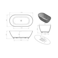 Arcqua Cusco vrijstaand ligbad 175x85 mat Quartz Grijs