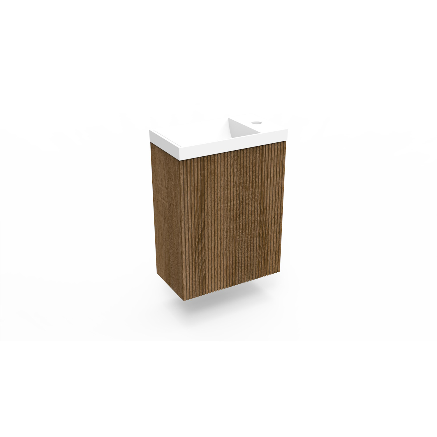 Fonteinkast Cafe Oak Arcqua Ridge 40x55x28 cm Incl. Fontein Mat Wit Zonder Overloop Arcqua