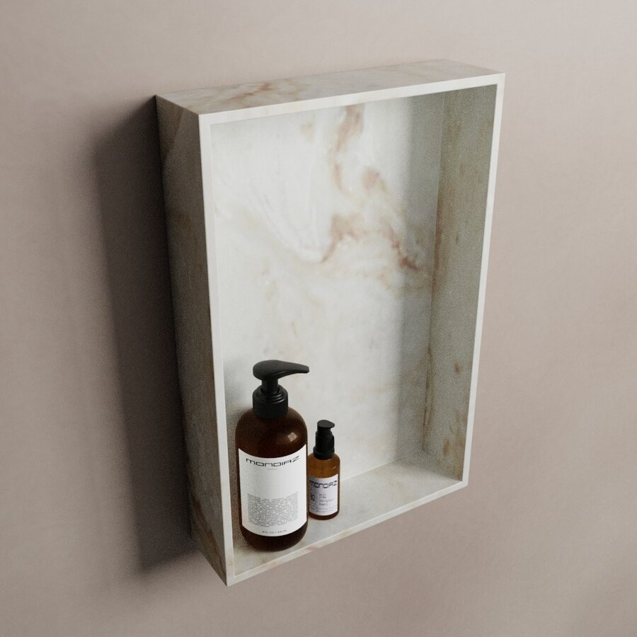 MONDIAZ EASY Nis 44,5x29,5cm in solid surface kleur Frappe. 1 vak  geschikt voor in- of opbouw