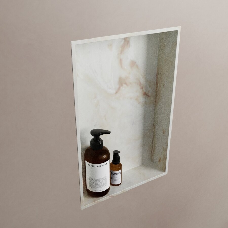 MONDIAZ EASY Nis 44,5x29,5cm in solid surface kleur Frappe. 1 vak  geschikt voor in- of opbouw