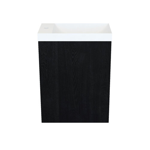 Fonteinkast Black Oak Arcqua Luna 40x55x28 cm Incl. Fontein Mat Wit Zonder Overloop 