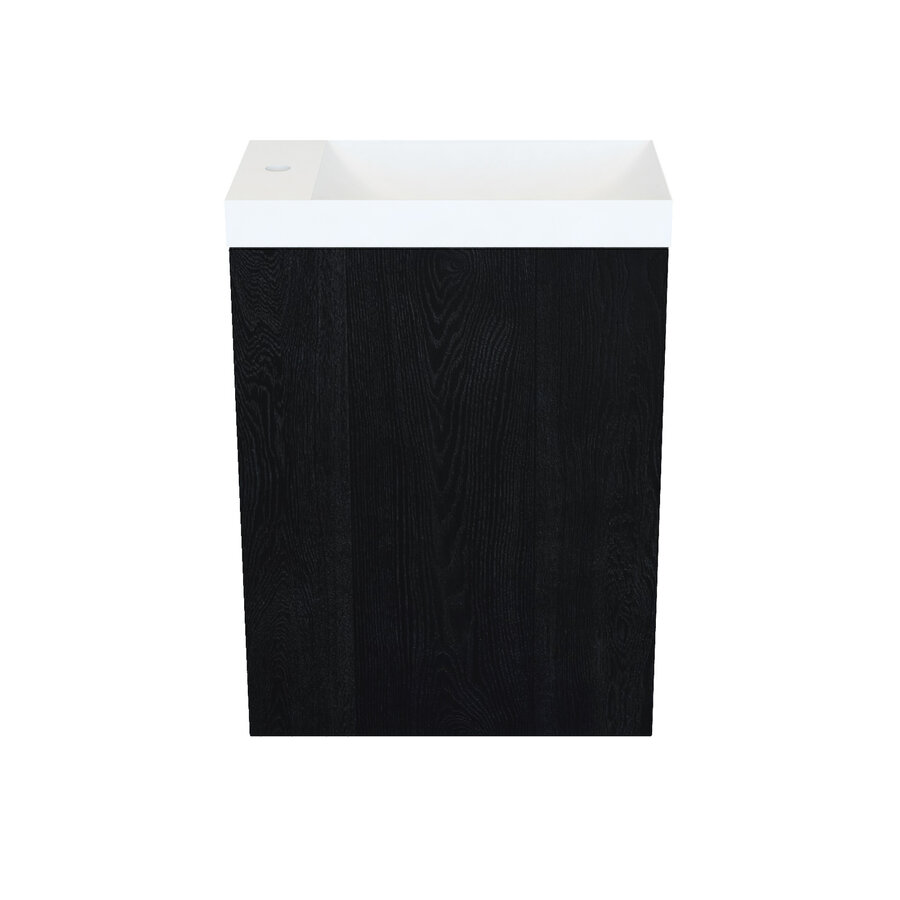 Fonteinkast Black Oak Arcqua Luna 40x55x28 cm Incl. Fontein Mat Wit Zonder Overloop