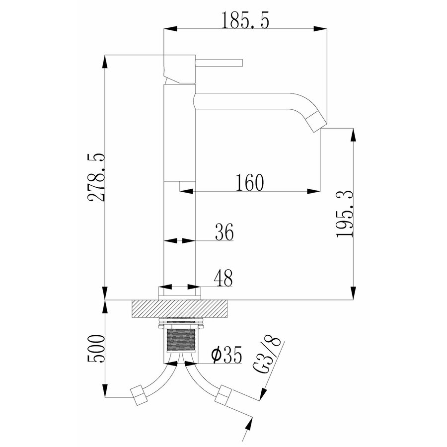 Wastafelkraan Hoog BWS Exclusive XL Geborsteld Brons Koper