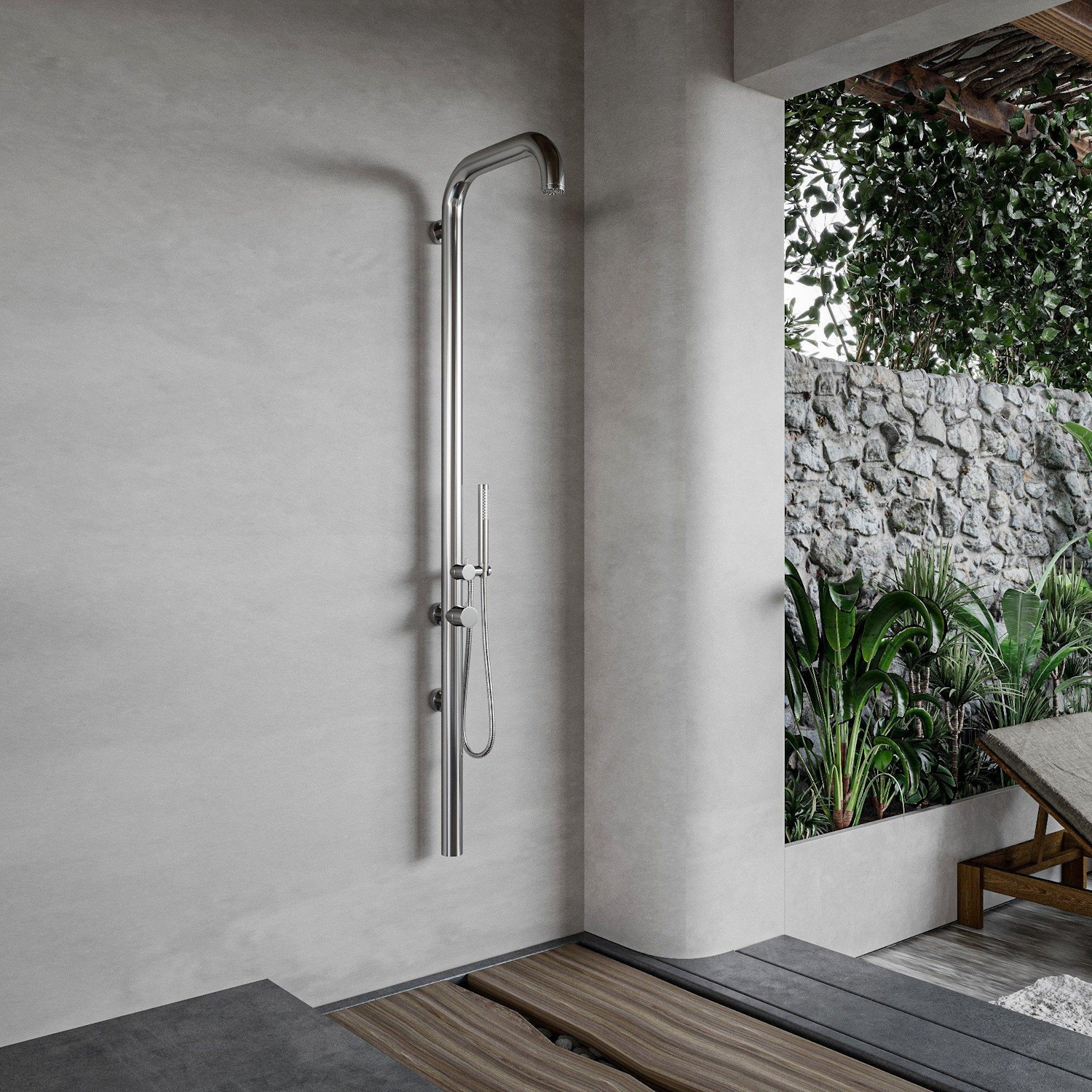 Buitendouche Fortifura Outdoor Original Wandmodel Met Handdouche Geborsteld RVS Fortifura