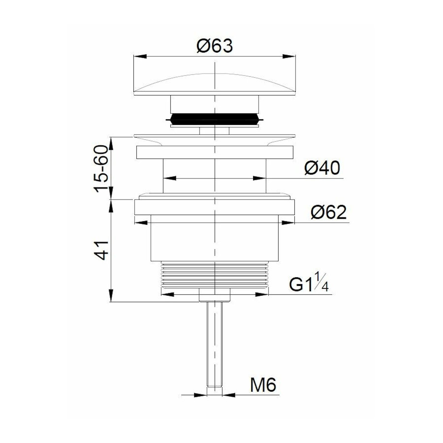 Clickwaste Afvoerplug Wiesbaden Caral 5/4" Glans Wit
