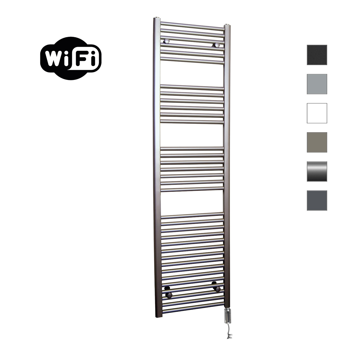 Elektrische Radiator Sanicare HWV Met Wifi 172x45 cm Inox Look 920W Met Thermostaat Chroom Linksonder Sanicare