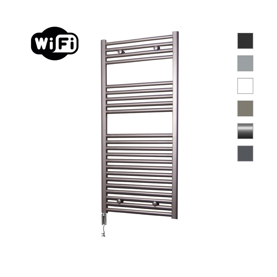 Elektrische Radiator Sanicare HWV Met Wifi 111,8x45 cm Inox Look 596W Met Thermostaat Chroom Linksonder