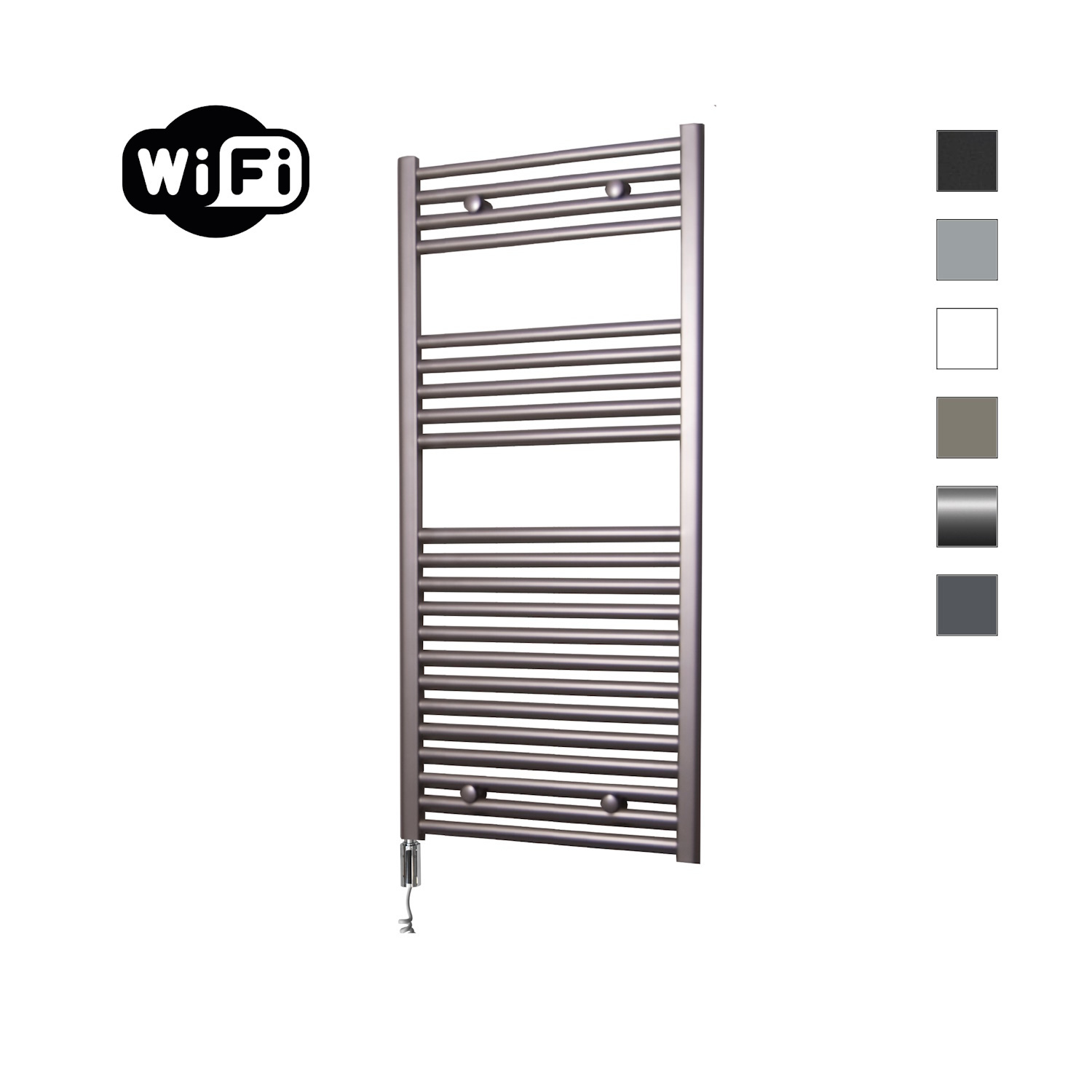 Elektrische Radiator Sanicare HWV Met Wifi 111,8x45 cm Inox Look 596W Met Thermostaat Chroom Linksonder Sanicare