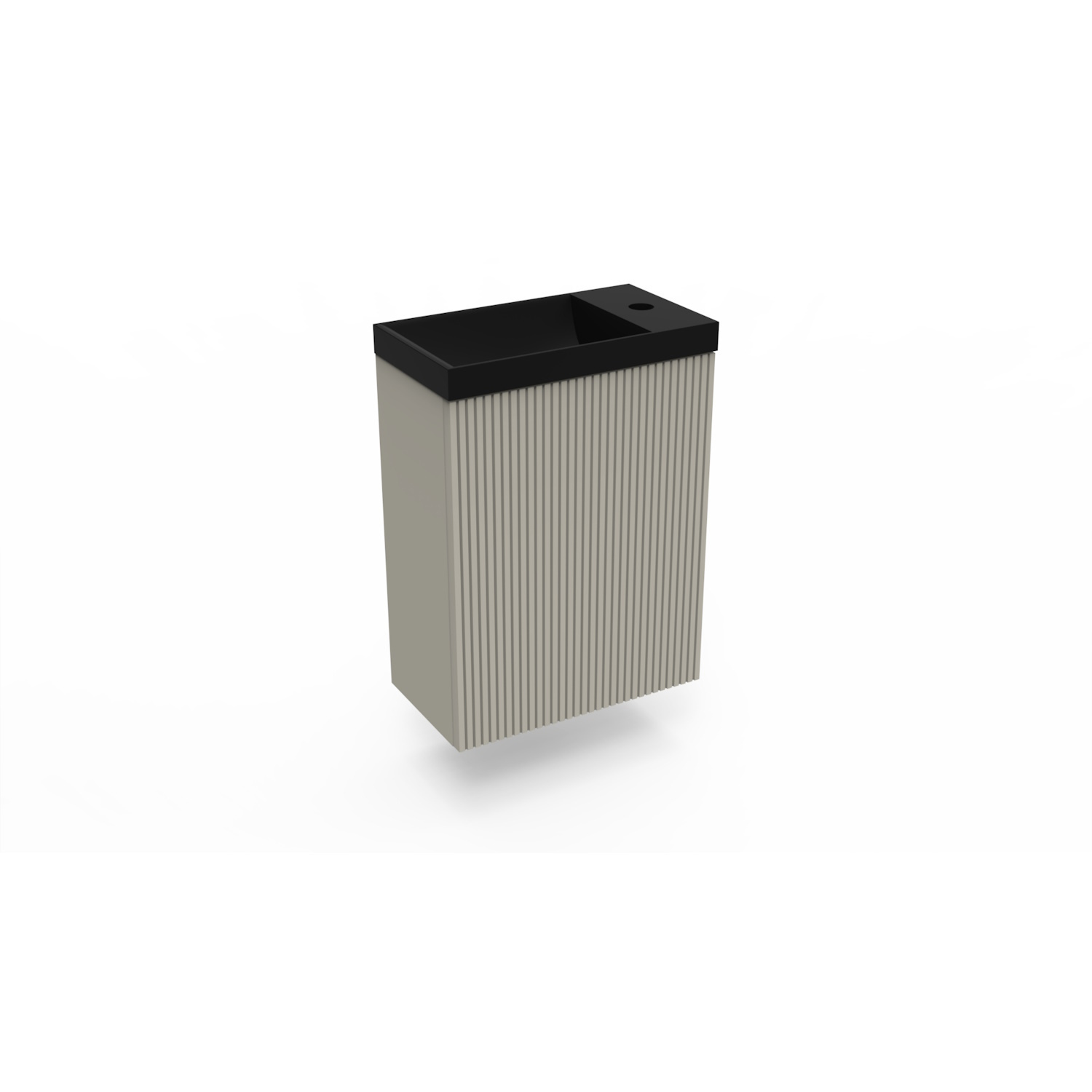 Fonteinkast Clay Arcqua Ridge 40x55x28 cm Incl. Fontein Mat Zwart Zonder Overloop Arcqua