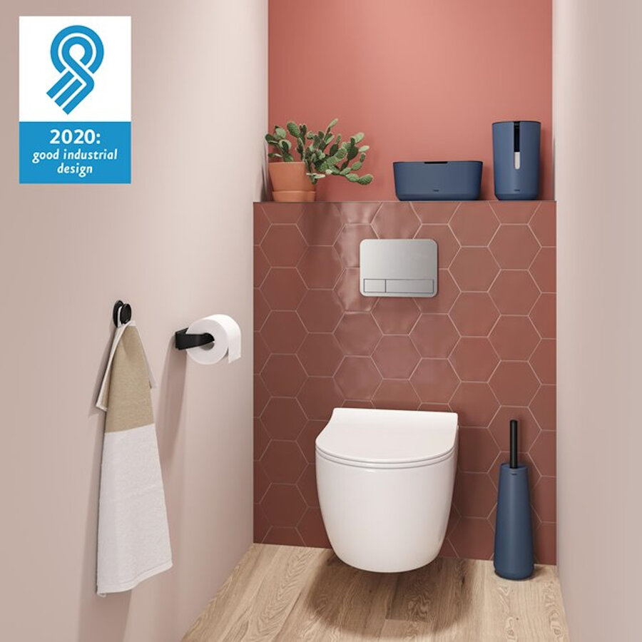 Toiletborstelhouder Tiger Tess Vrijstaand Met Swoop Borstel Flexibel Blauw - Zwart