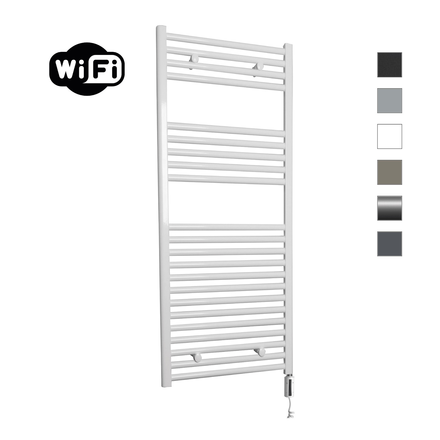 Elektrische Radiator Sanicare HWV Met Wifi 111,8x60 cm Wit 730W Met Thermostaat Wit Rechtsonder Sanicare