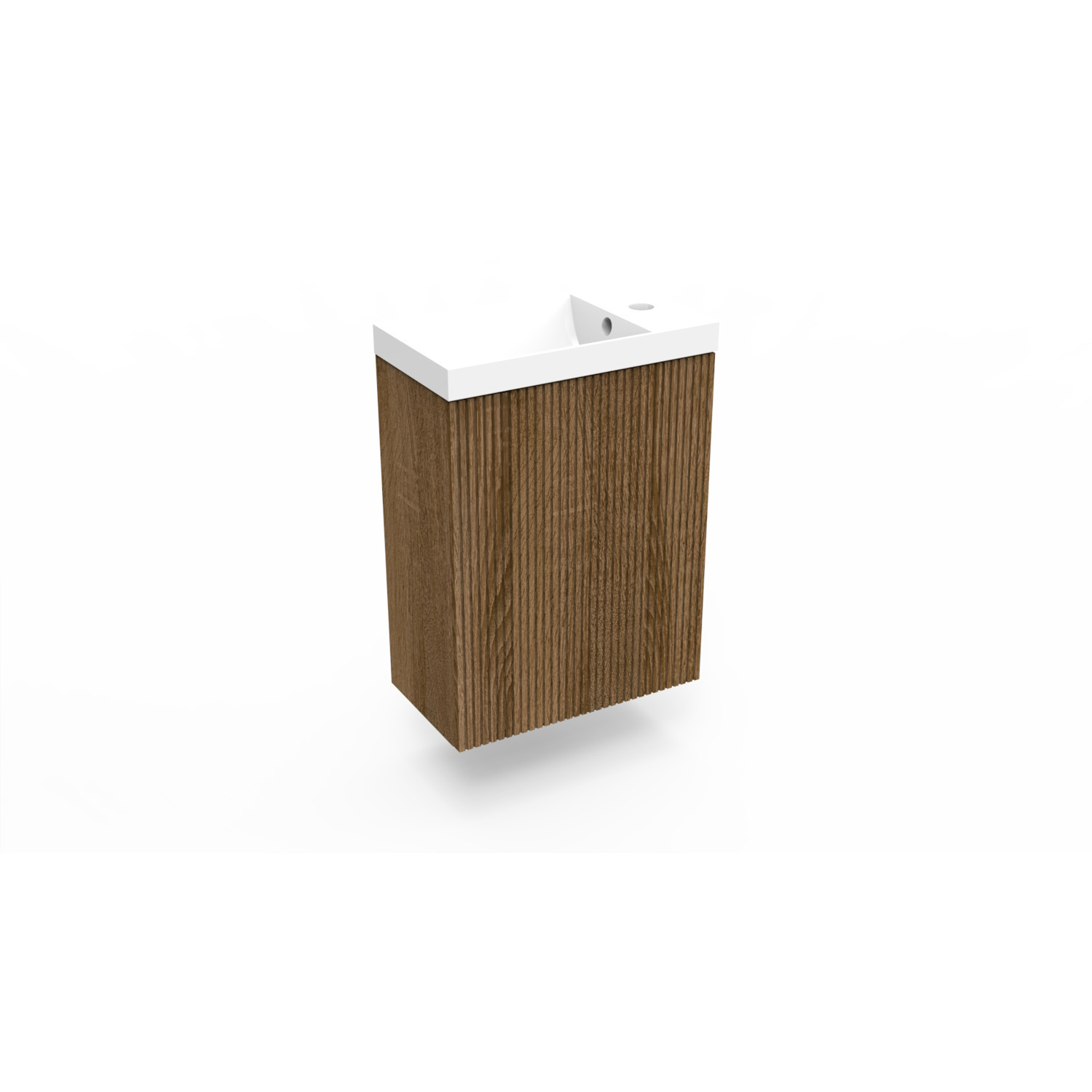 Fonteinkast Cafe Oak Arcqua Ridge 40x55x28 cm Incl. Fontein Glans Wit Met Overloop Arcqua