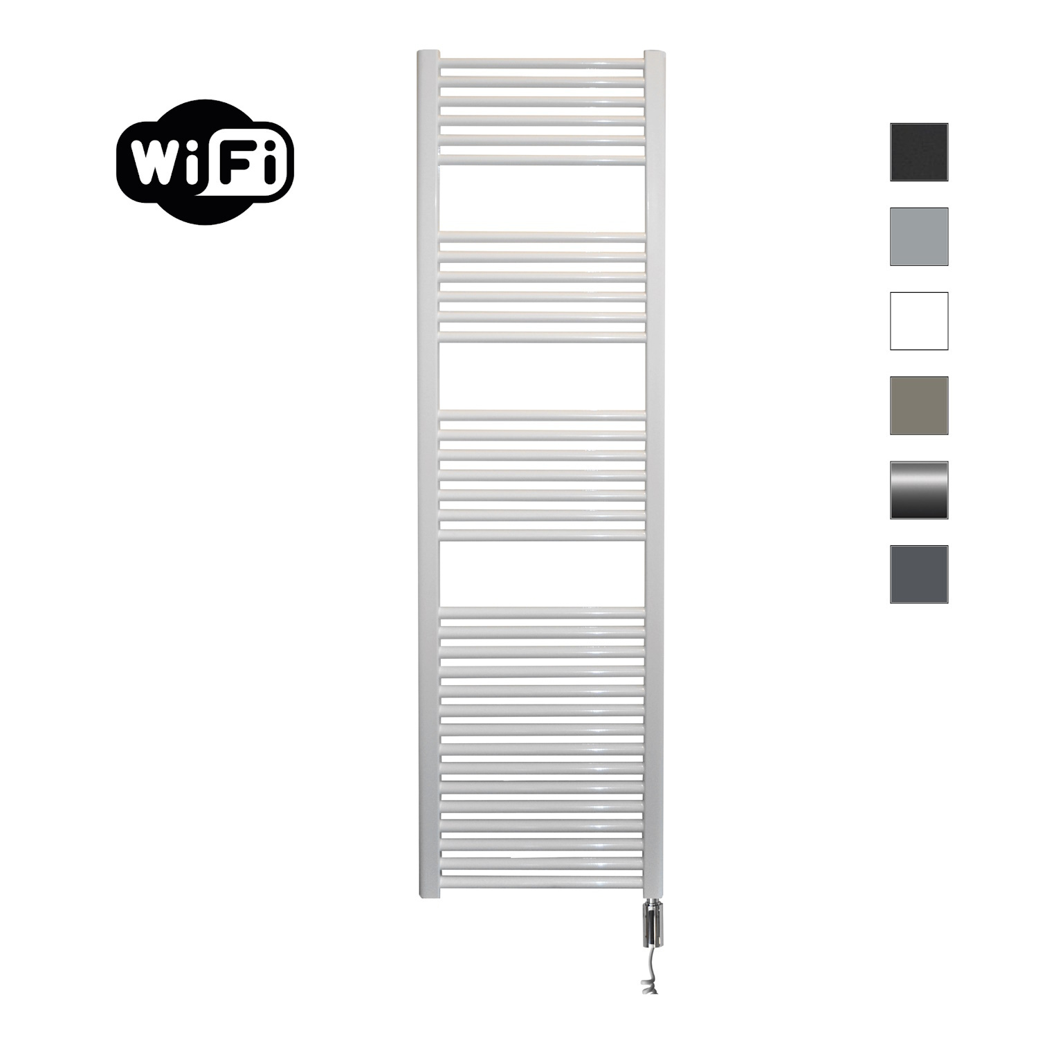 Elektrische Radiator Sanicare HWV Met Wifi 172x45 cm Wit 920W Met Thermostaat Chroom Rechtsonder Sanicare