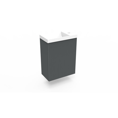 Fonteinkast Cement Arcqua Ridge 40x55x28 cm Incl. Fontein Glans Wit Zonder Overloop 