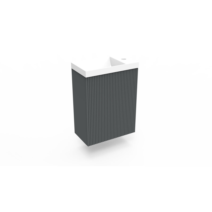 Fonteinkast Cement Arcqua Ridge 40x55x28 cm Incl. Fontein Glans Wit Zonder Overloop