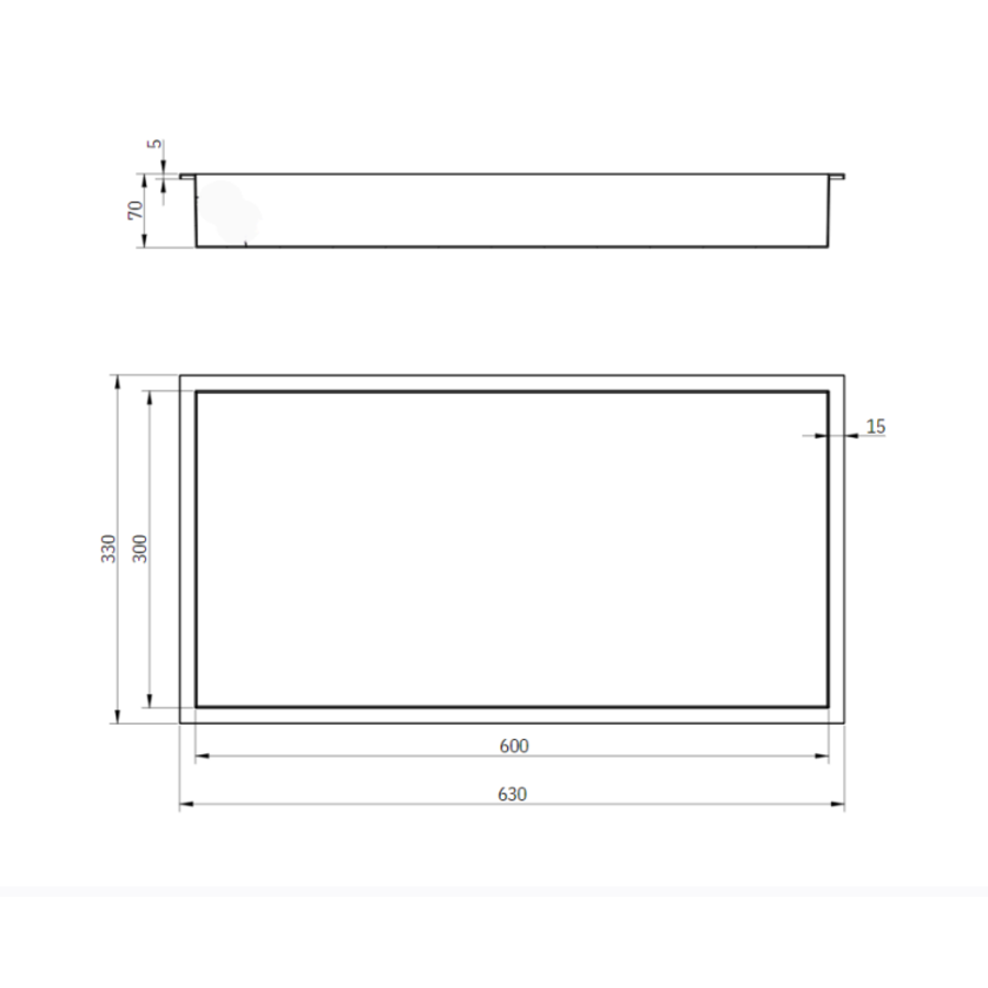 Inbouwnis Luca Sanitair 60x30x6,5cm RVS Mat Wit
