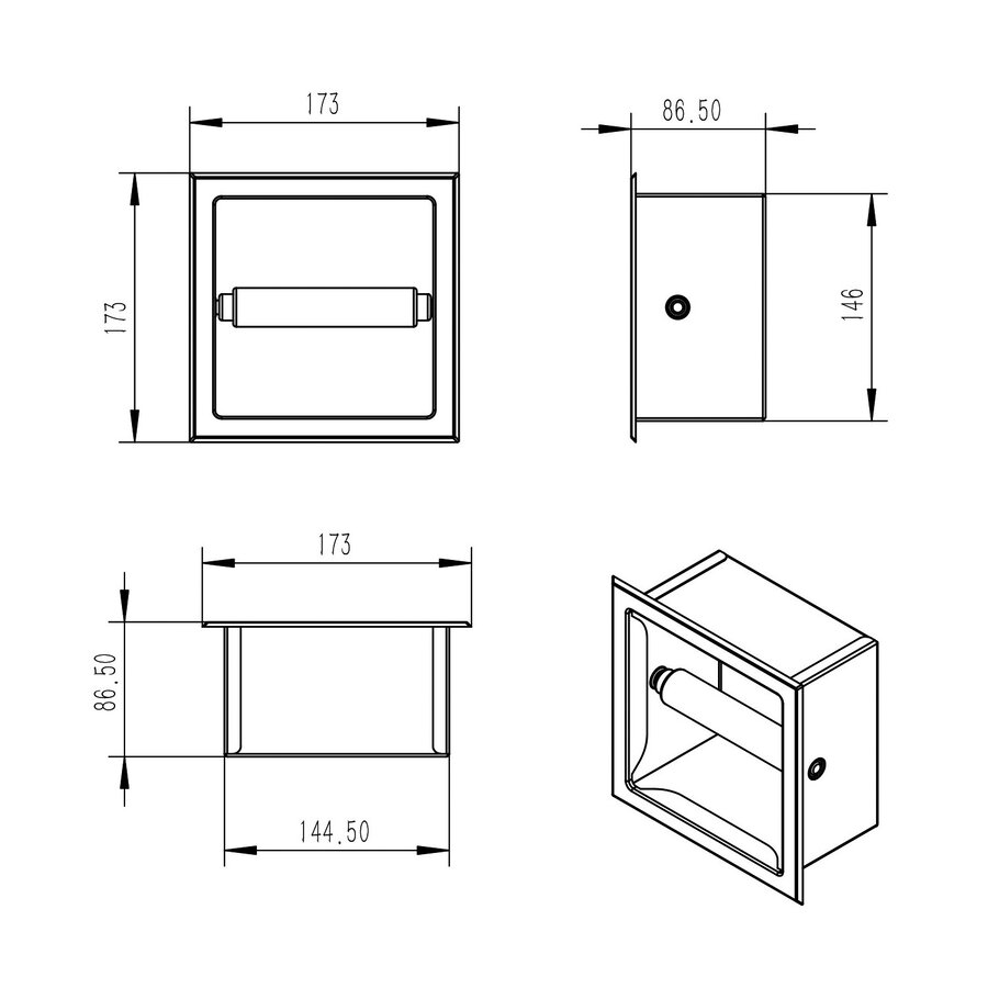 Toiletrolhouder Inbouw Wiesbaden Rocko Zonder Klep Mat Zwart