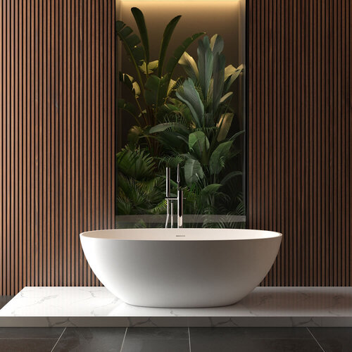 Vrijstaand Ligbad Wiesbaden Chiek 165x75 cm Solid Surface Mat Wit 