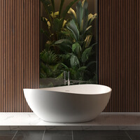 Vrijstaand Ligbad Wiesbaden Waive 160x95 cm Solid Surface Mat Wit