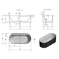 Vrijstaand Ligbad Zenon Olympia 170x80 cm Natural
