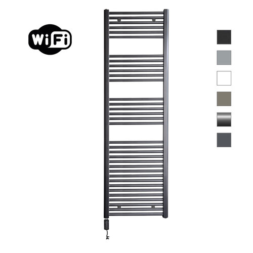 Elektrische Radiator Sanicare HWV Met Wifi 172x60 cm Gunmetal 1127W Met Thermostaat Zwart Linksonder 