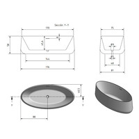 Vrijstaand Ligbad Zenon Elipse 176x81 cm Titanio