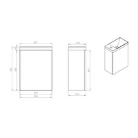 Fonteinkast Dark Oak Arcqua Luna 40x55x28 cm Incl. Fontein Mat Wit Met Overloop