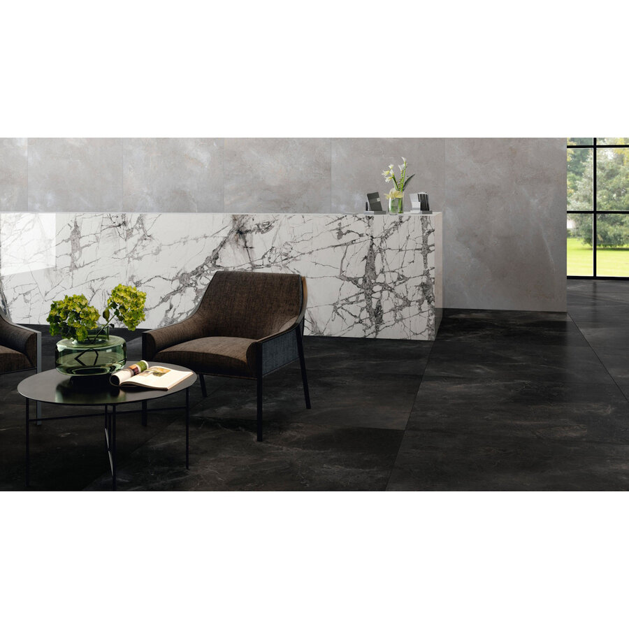 Vloertegel Porcelaingres Royal Stone Slab 120x270 cm Mat Zwart (Prijs Per M2)