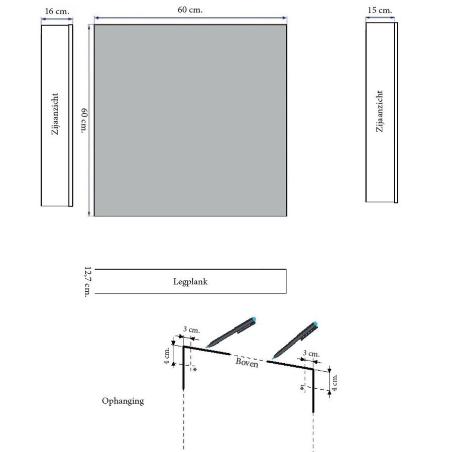 Spiegelkast Sanicare Qlassics Ambiance 60 cm 1 Deur Antraciet Links