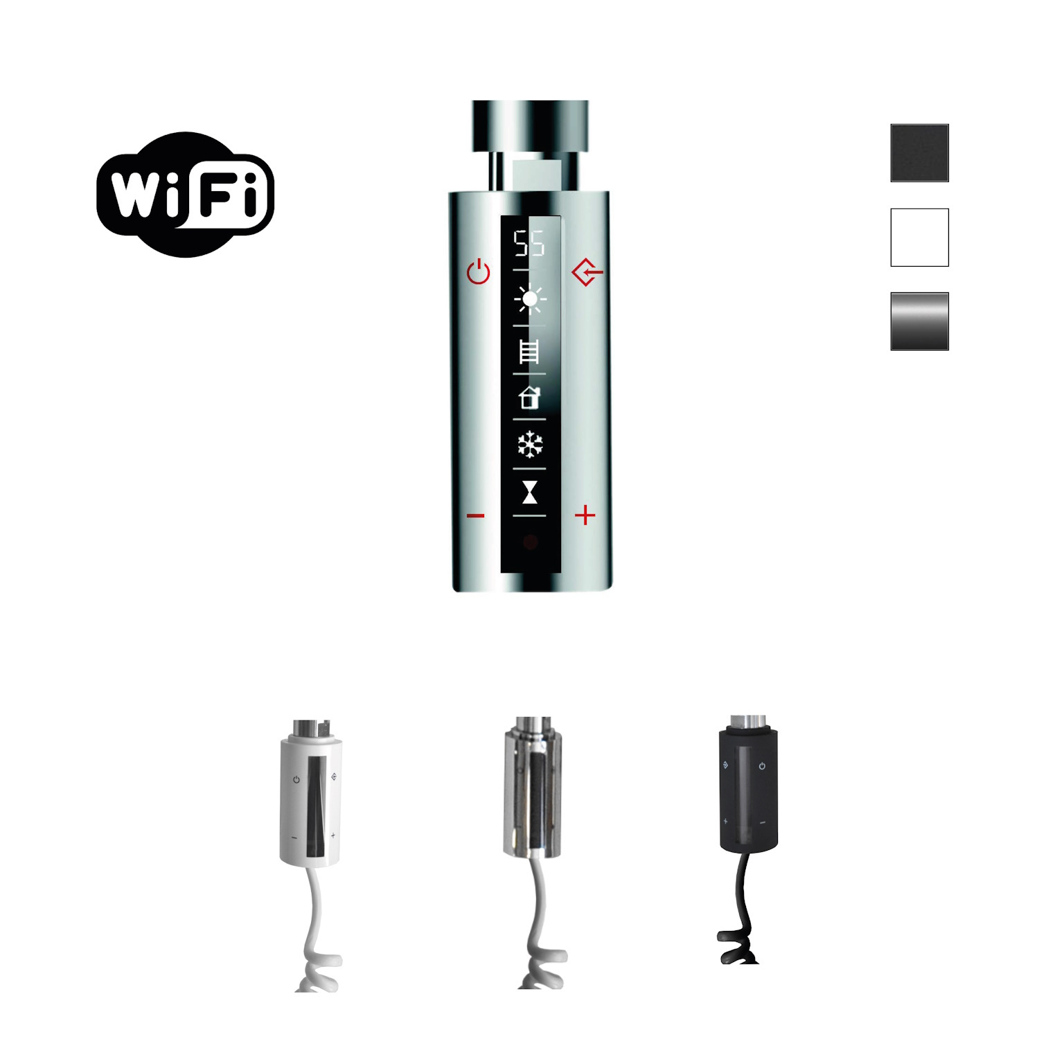 Elektrische Radiator Sanicare HWV - Moda Met Wifi 160x60 cm Mat Wit 1159W Met Thermostaat Chroom Linksonder Sanicare