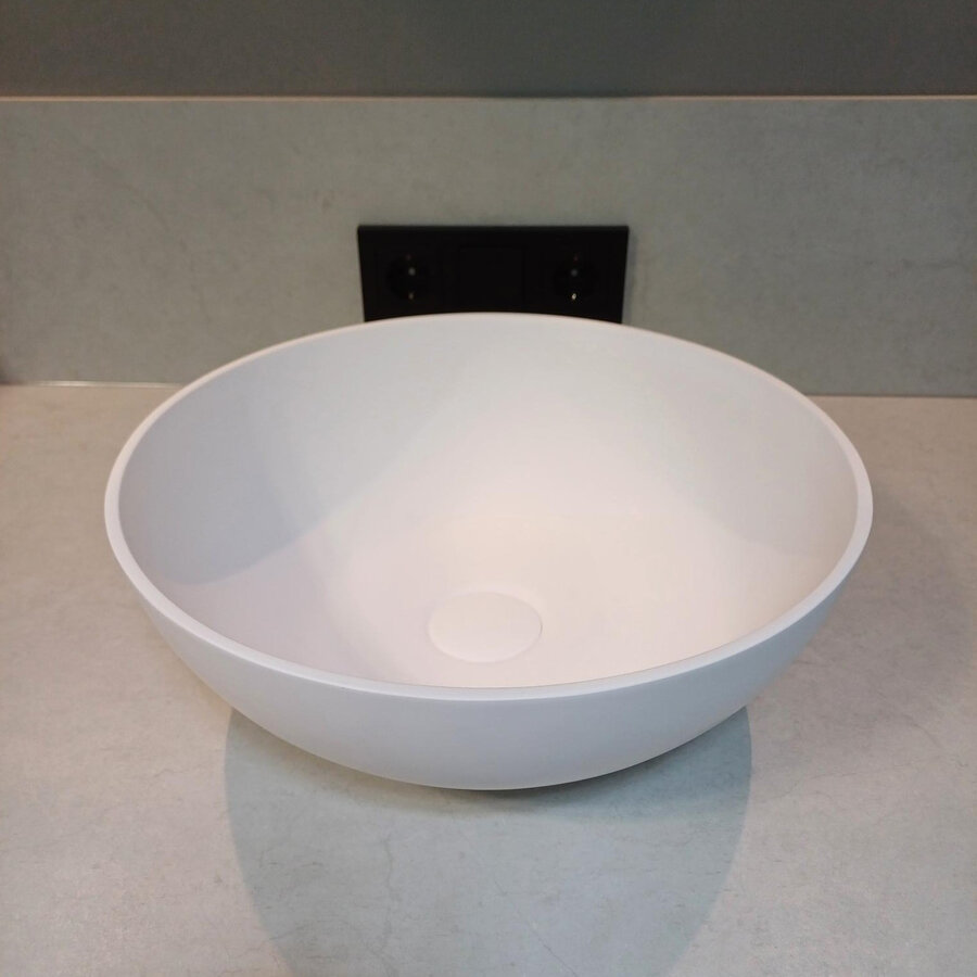 Opbouw Wastafel Sanimex Sardonyx Solid Surface Rond Wit
