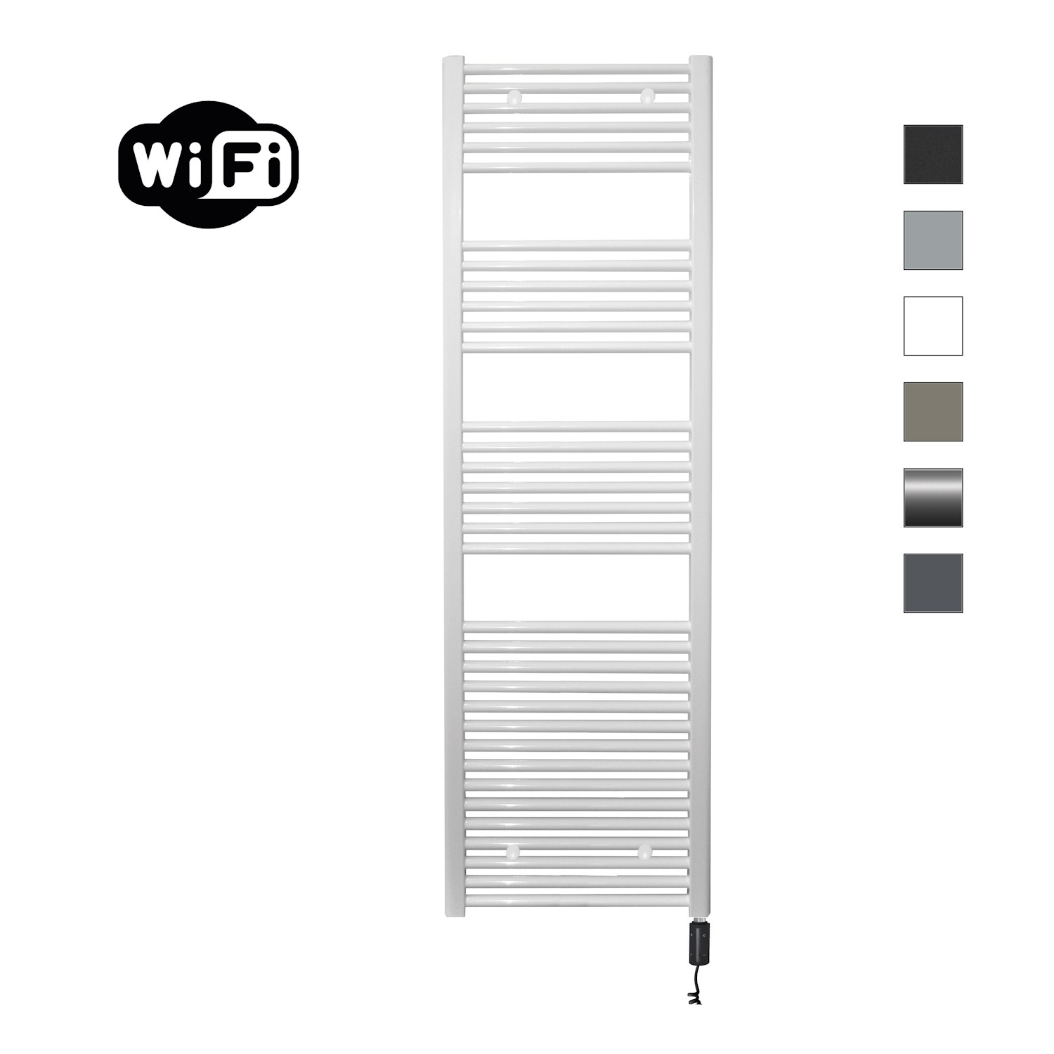 Elektrische Radiator Sanicare HWV Met Wifi 172x60 cm Wit 1127W Met Thermostaat Zwart Rechtsonder Sanicare