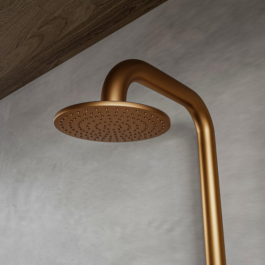 Buitendouche vrijstaand Fortifura Outdoor Deluxe Regendouche Met Handdouche Geborsteld Koper