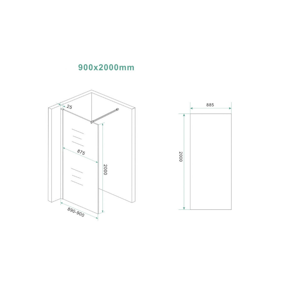 Inloopdouche BWS Danielle Brons Rookglas 90x200 8mm Nano Coating
