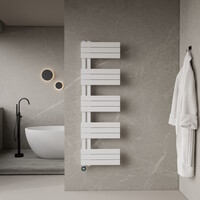 Elektrische Handdoekradiator BWS Russ Links aansluiting 755W 160x50 cm Wit
