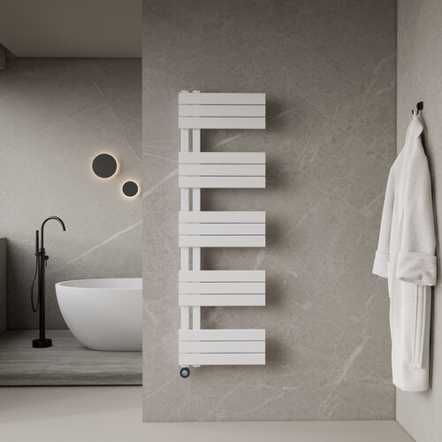 Elektrische Handdoekradiator BWS Russ Links aansluiting 755W 160x50 cm Wit 