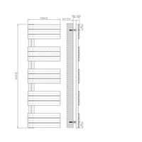 Elektrische Handdoekradiator BWS Russ Links aansluiting 755W 160x50 cm Wit