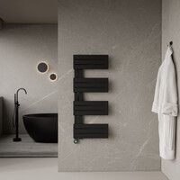 Elektrische Handdoekradiator BWS Russ Links aansluiting 593W 120x50 cm Mat Zwart