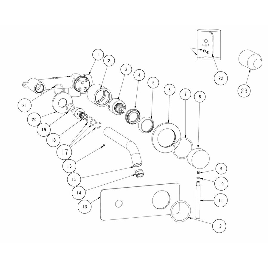 Wastafelmengkraan Inbouw Aquasplash Ridged RVS
