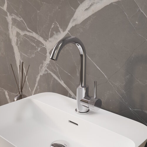 Wastafelmengkraan Aquasplash Ridged Gebogen met Draaibare Uitloop Chroom 